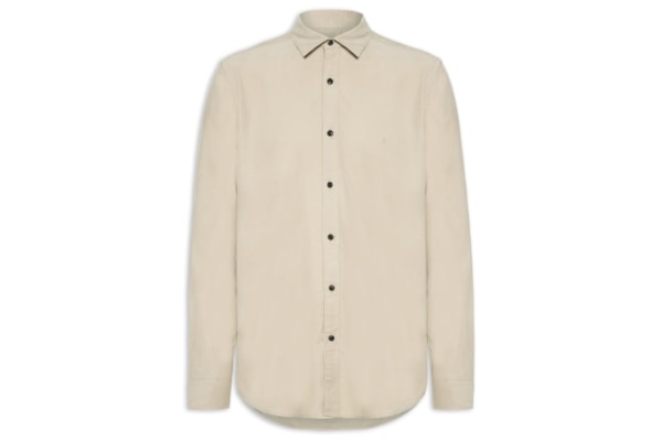 Camisa Masculina Slim Fit Cotelê Algodão - Bege