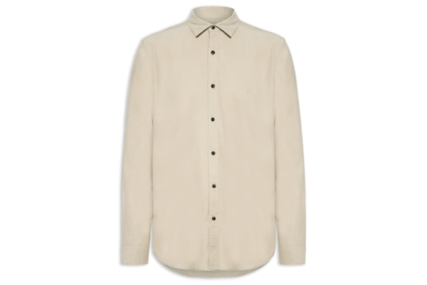Camisa Masculina Slim Fit Cotelê Algodão - Bege