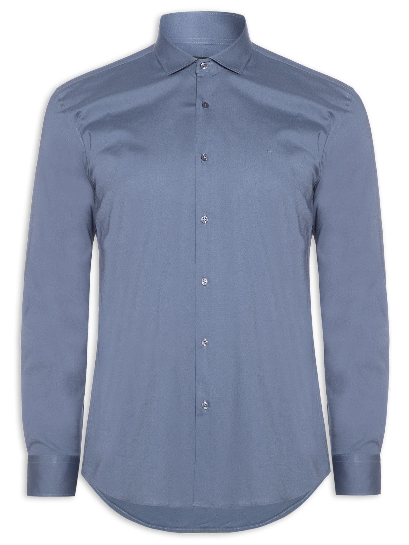 Camisa Masculina Slim Fit em Tricoline Stretch Azul Aramis