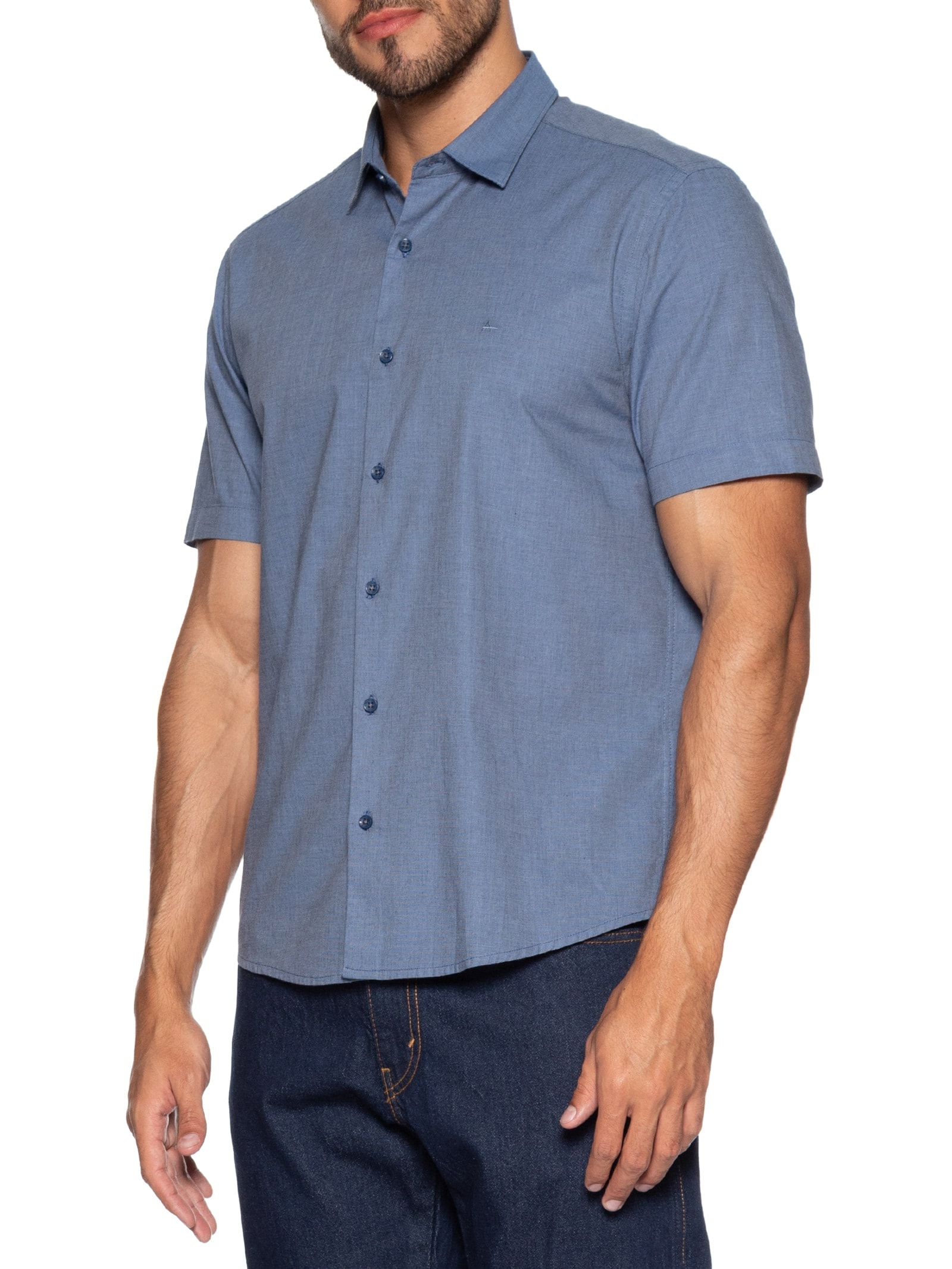 Camisa Masculina Slim Fit Fil a Fil Antilia Azul Aramis