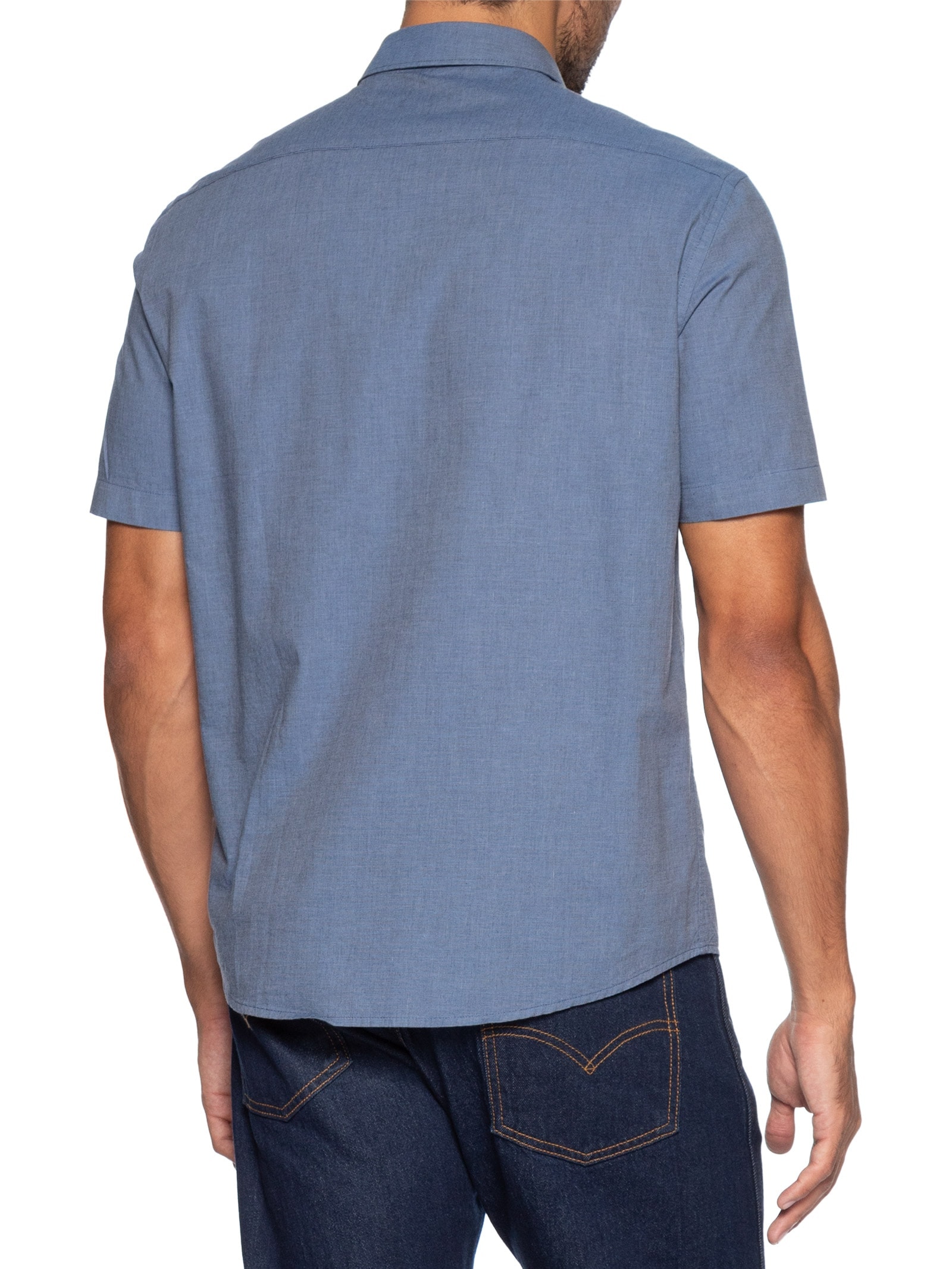 Camisa Masculina Slim Fit Fil a Fil Antilia Azul Aramis