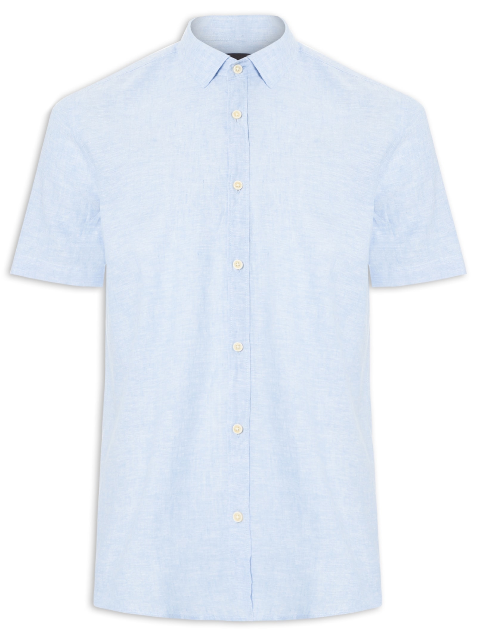 Camisa Masculina Slim Fit Linho Algodão Surat Azul Aramis