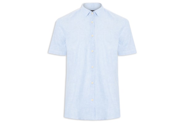 Camisa Masculina Slim Fit Linho Algodão Surat - Azul