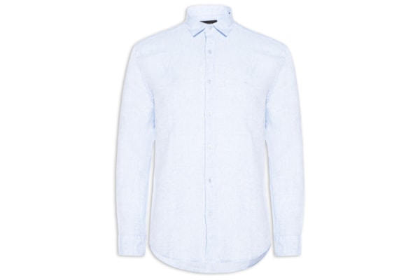 Camisa Masculina Slim Fit Linho Irlandês - Azul