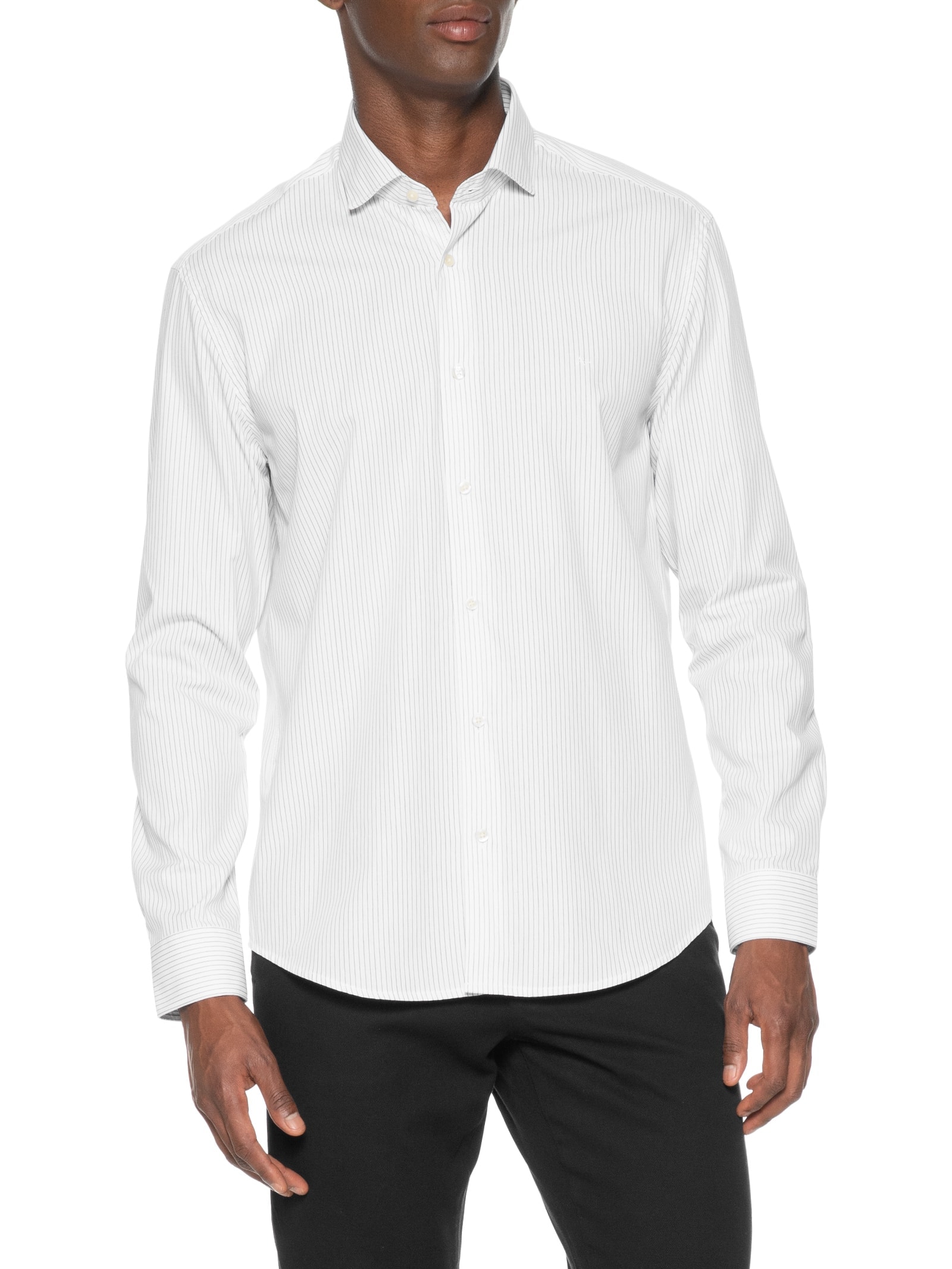 Camisa Masculina Slim Fit Listra Clássic Branco Aramis