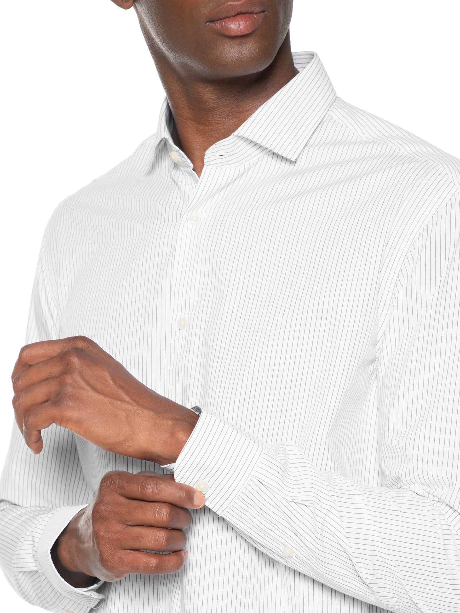 Camisa Masculina Slim Fit Listra Clássic Branco Aramis