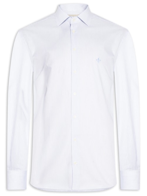 Camisa Masculina Slim Fit Listrada - Azul
