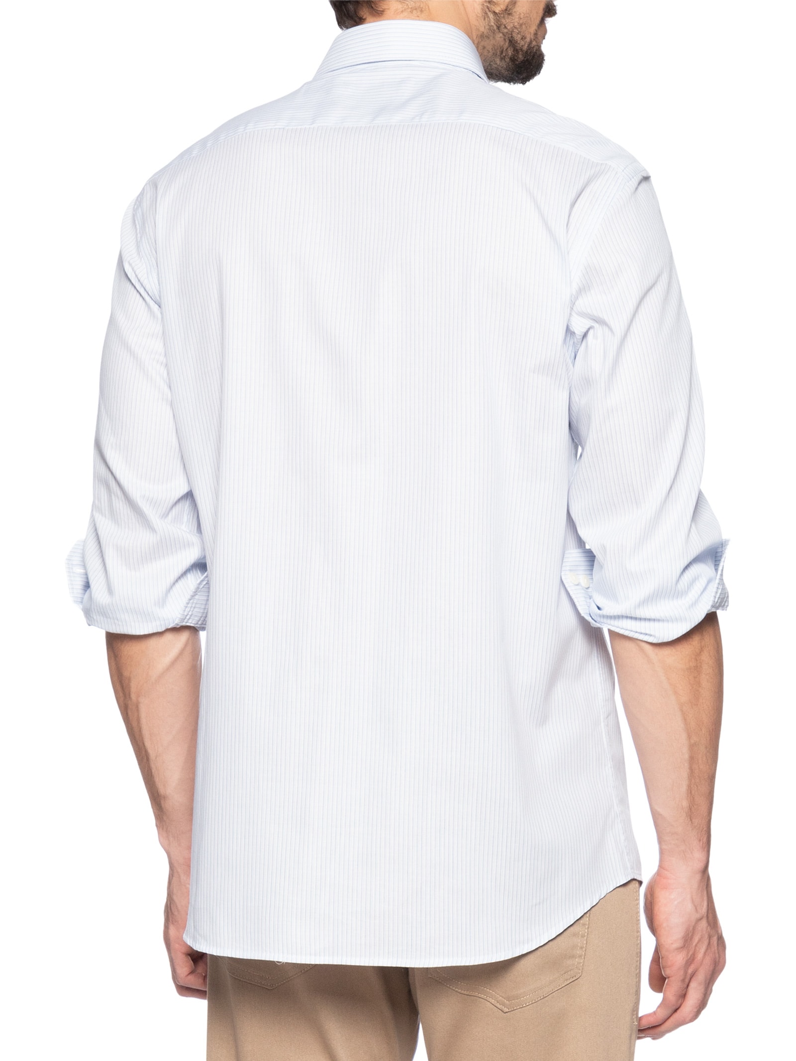 Camisa Masculina Slim Fit Listrada Azul Dudalina