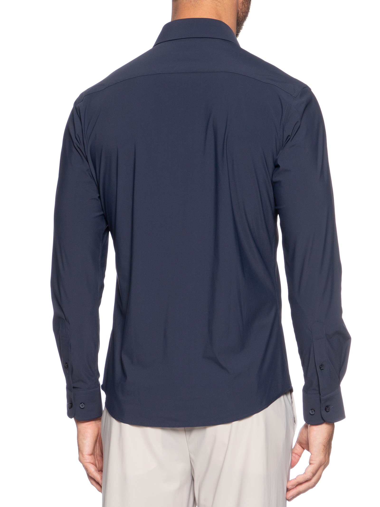 Camisa Masculina Slim Fit Malha Tech Azul '2 Essential