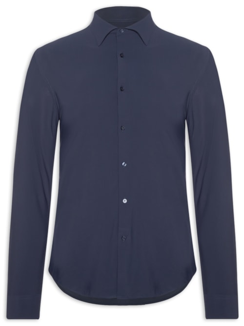 Camisa Masculina Slim Fit Malha Tech – Azul