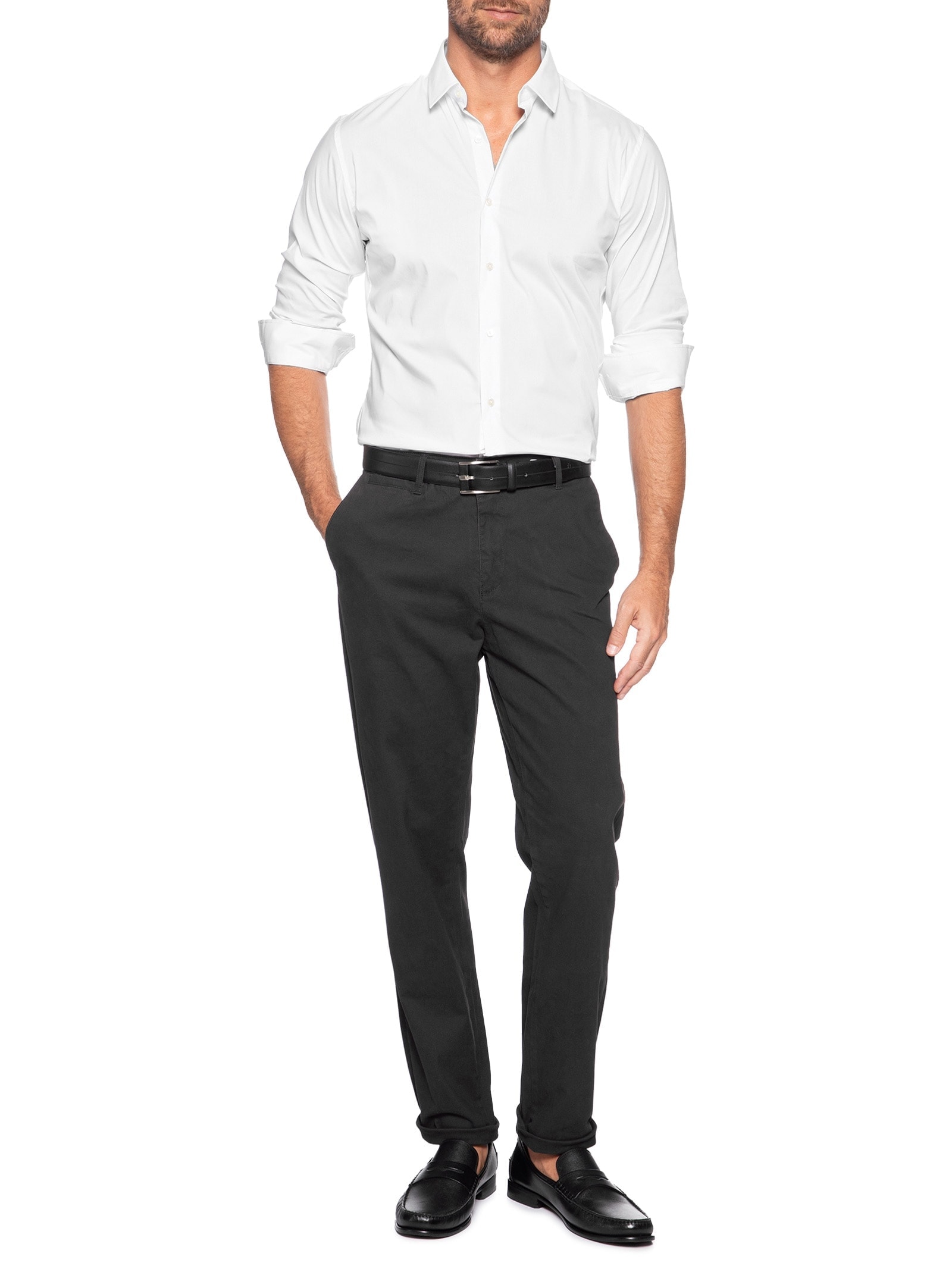 Camisa Masculina Slim Fit Malha Tech Branco '2 Essential
