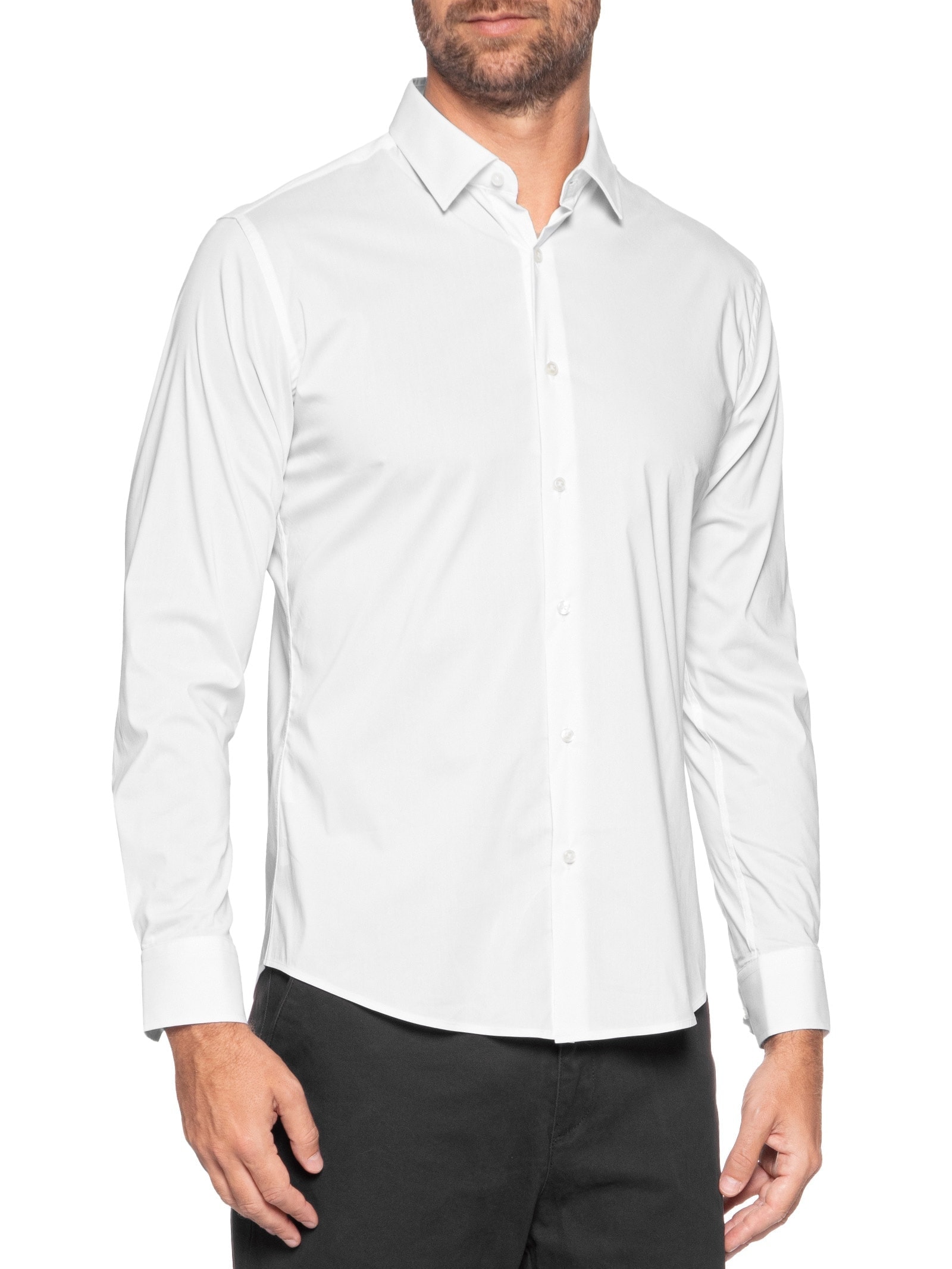 Camisa Masculina Slim Fit Malha Tech Branco '2 Essential