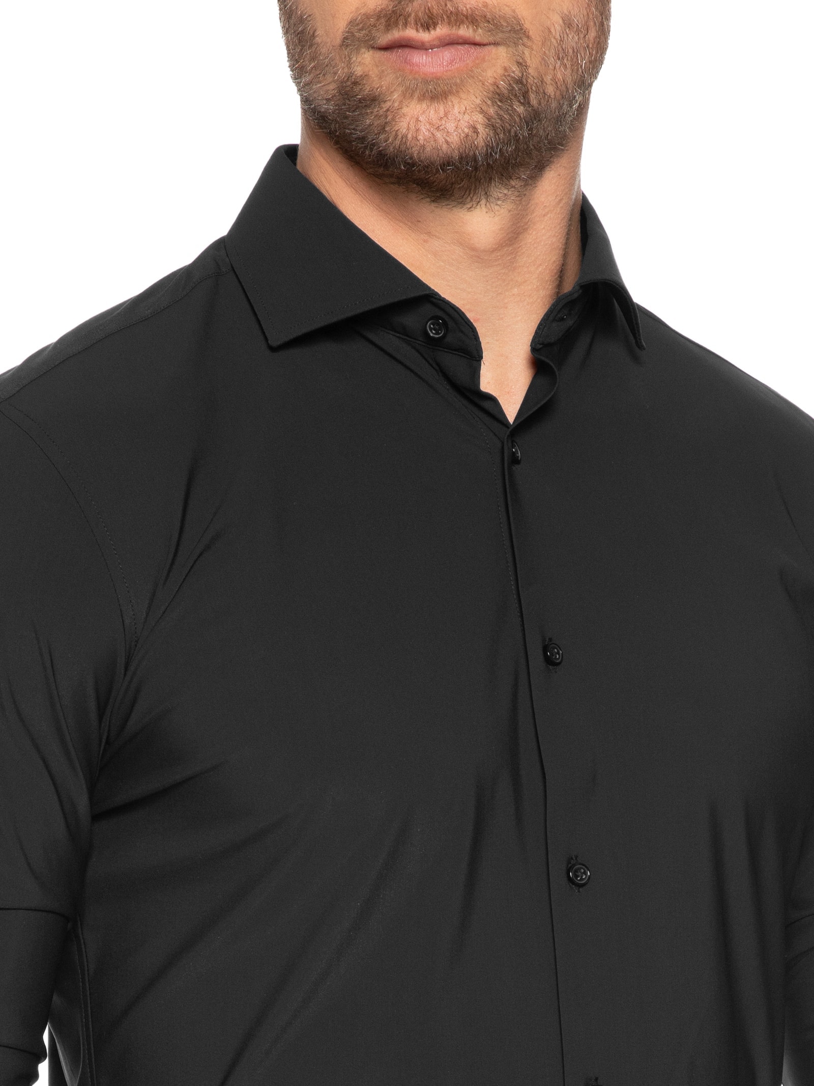 Camisa Masculina Slim Fit Malha Tech Preto '2 Essential