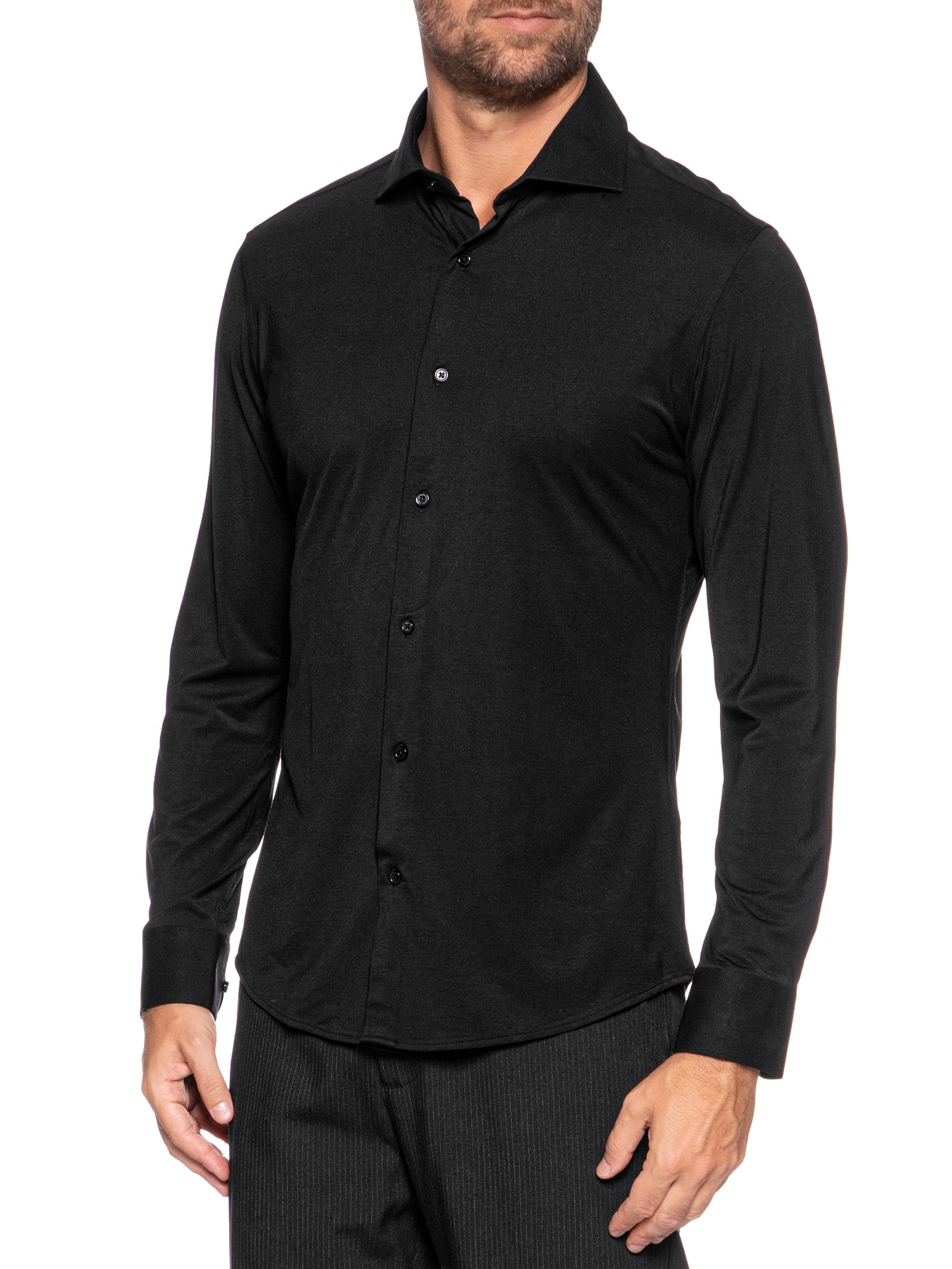 Camisa Masculina Slim Fit Malha Tech Preto '2 Essential