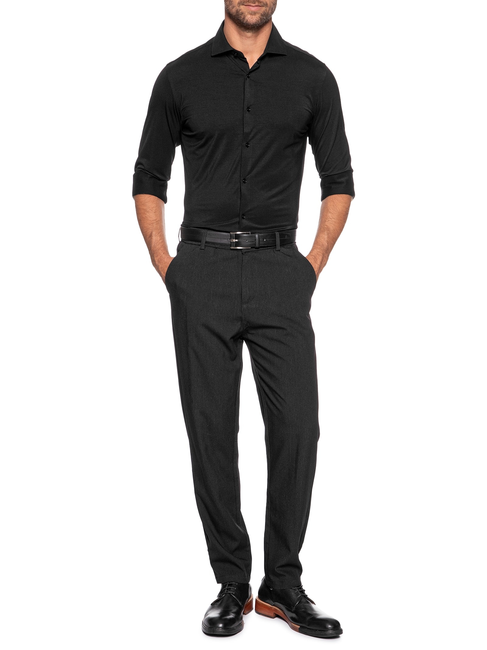 Camisa Masculina Slim Fit Malha Tech Preto '2 Essential