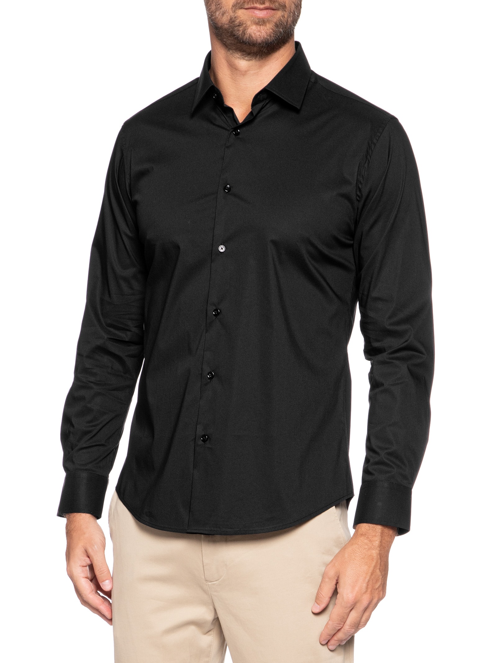 Camisa Masculina Slim Fit Malha Tech Preto '2 Essential