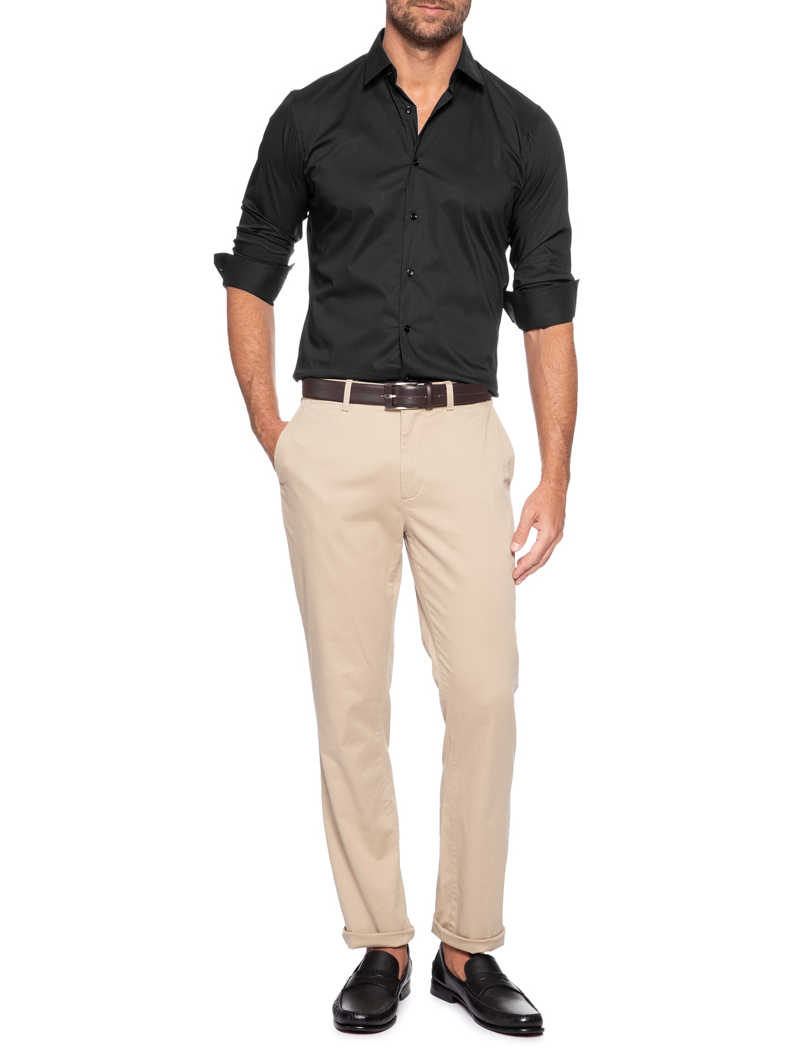 Camisa Masculina Slim Fit Malha Tech Preto '2 Essential