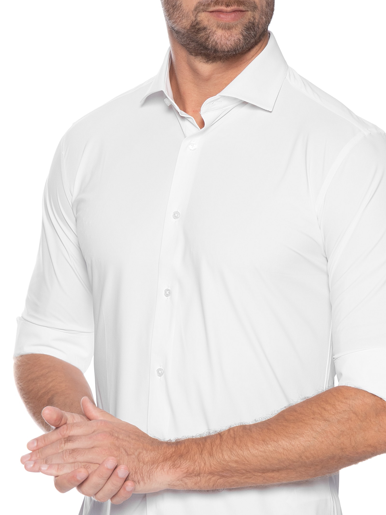 Camisa Masculina Slim Fit Malha Tecnológica Branco '2 Essential