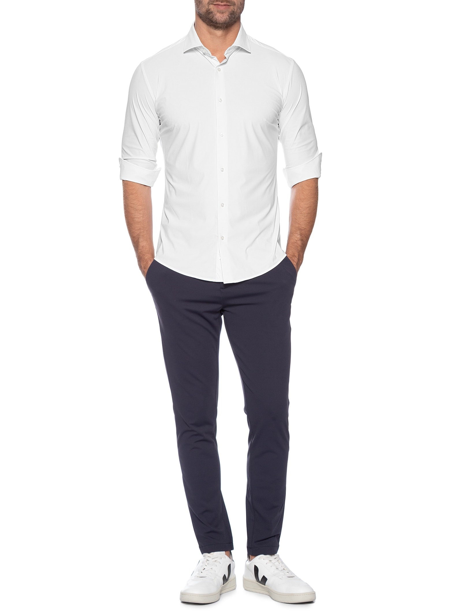 Camisa Masculina Slim Fit Malha Tecnológica Branco '2 Essential