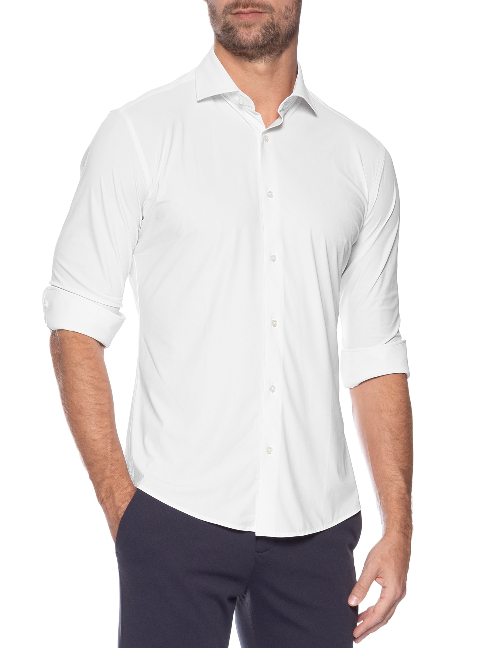 Camisa Masculina Slim Fit Malha Tecnológica Branco '2 Essential