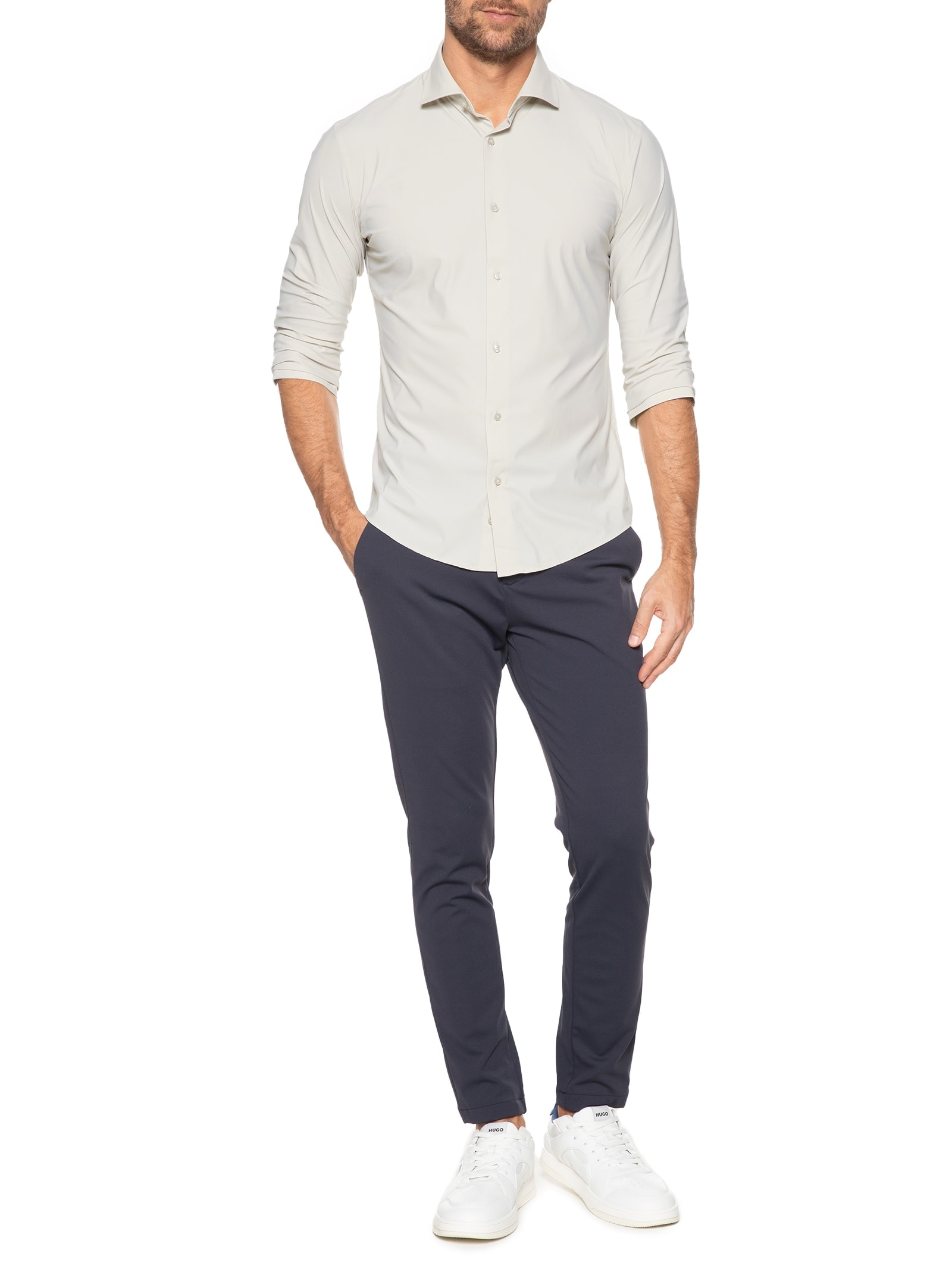 Camisa Masculina Slim Fit Malha Tecnológica Off White '2 Essential