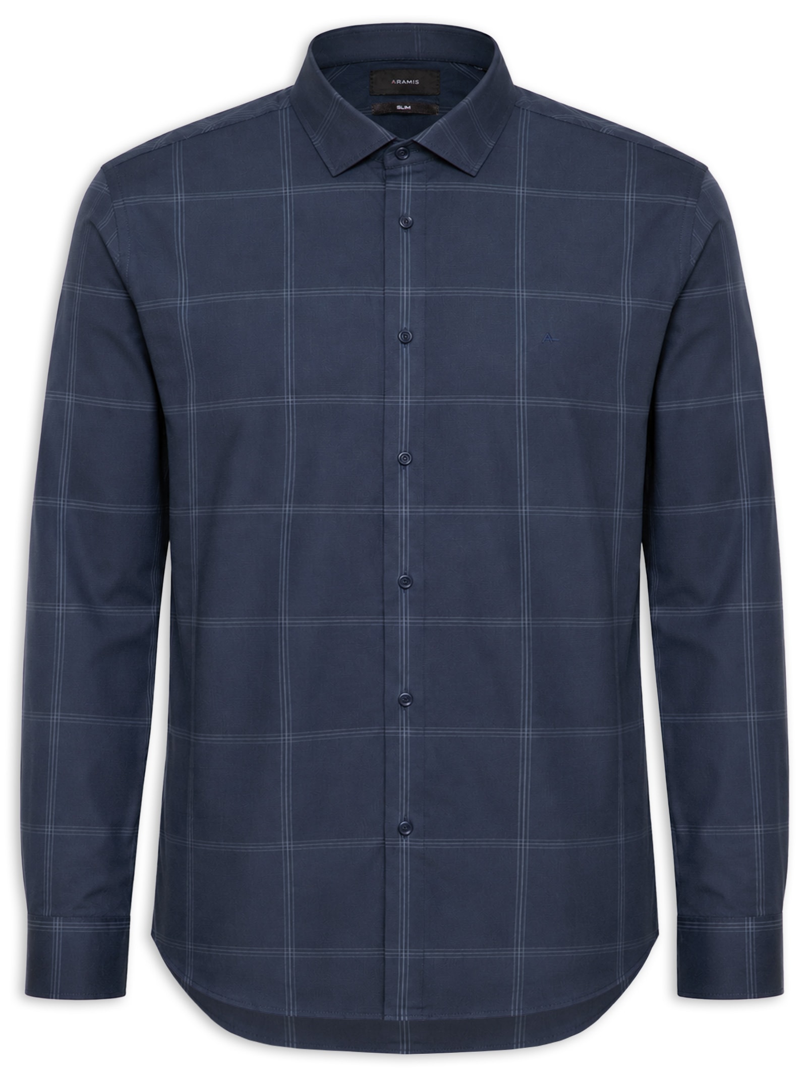 Camisa Masculina Slim Fit Maxi Xadrez Azul Aramis