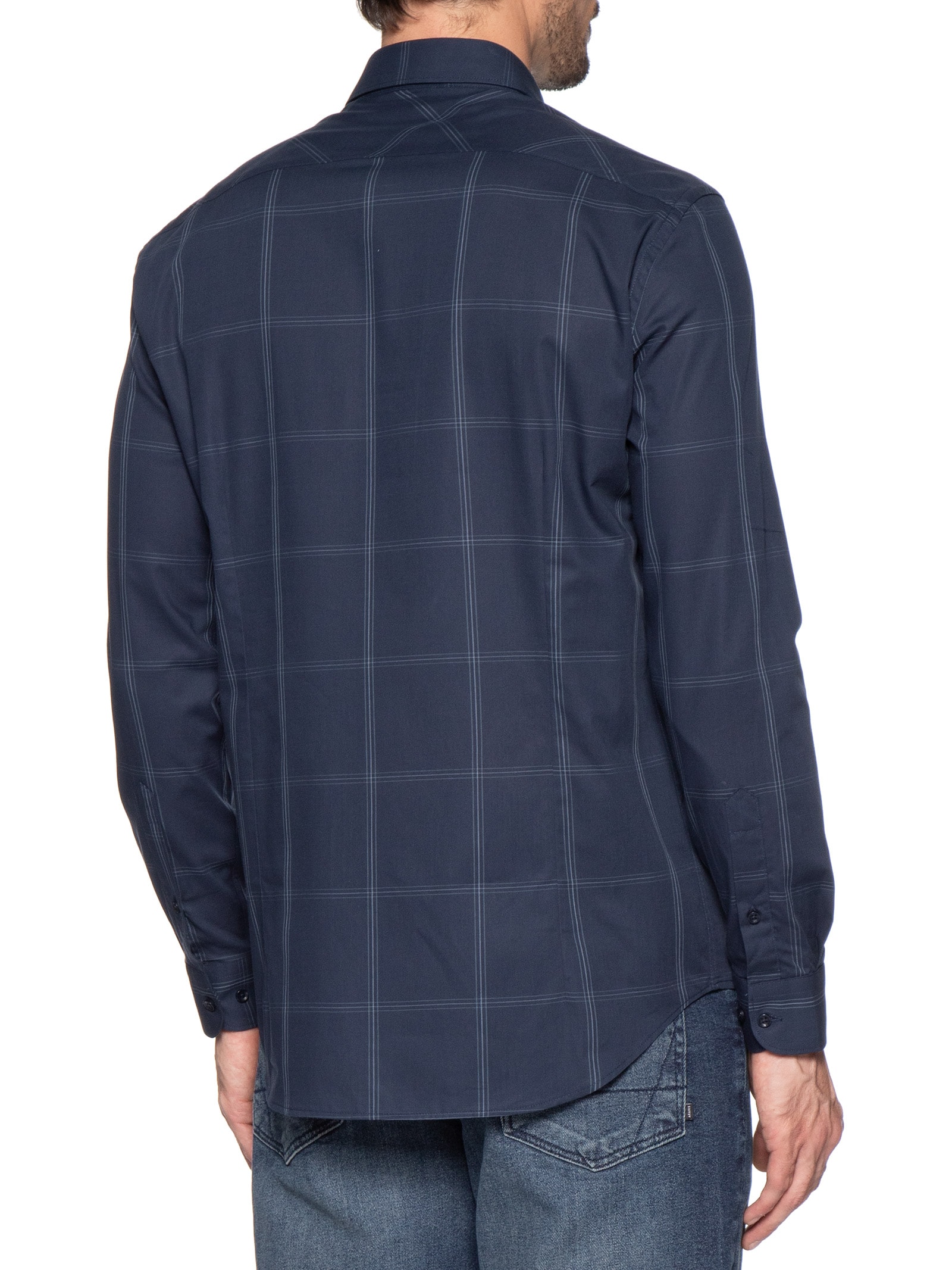 Camisa Masculina Slim Fit Maxi Xadrez Azul Aramis