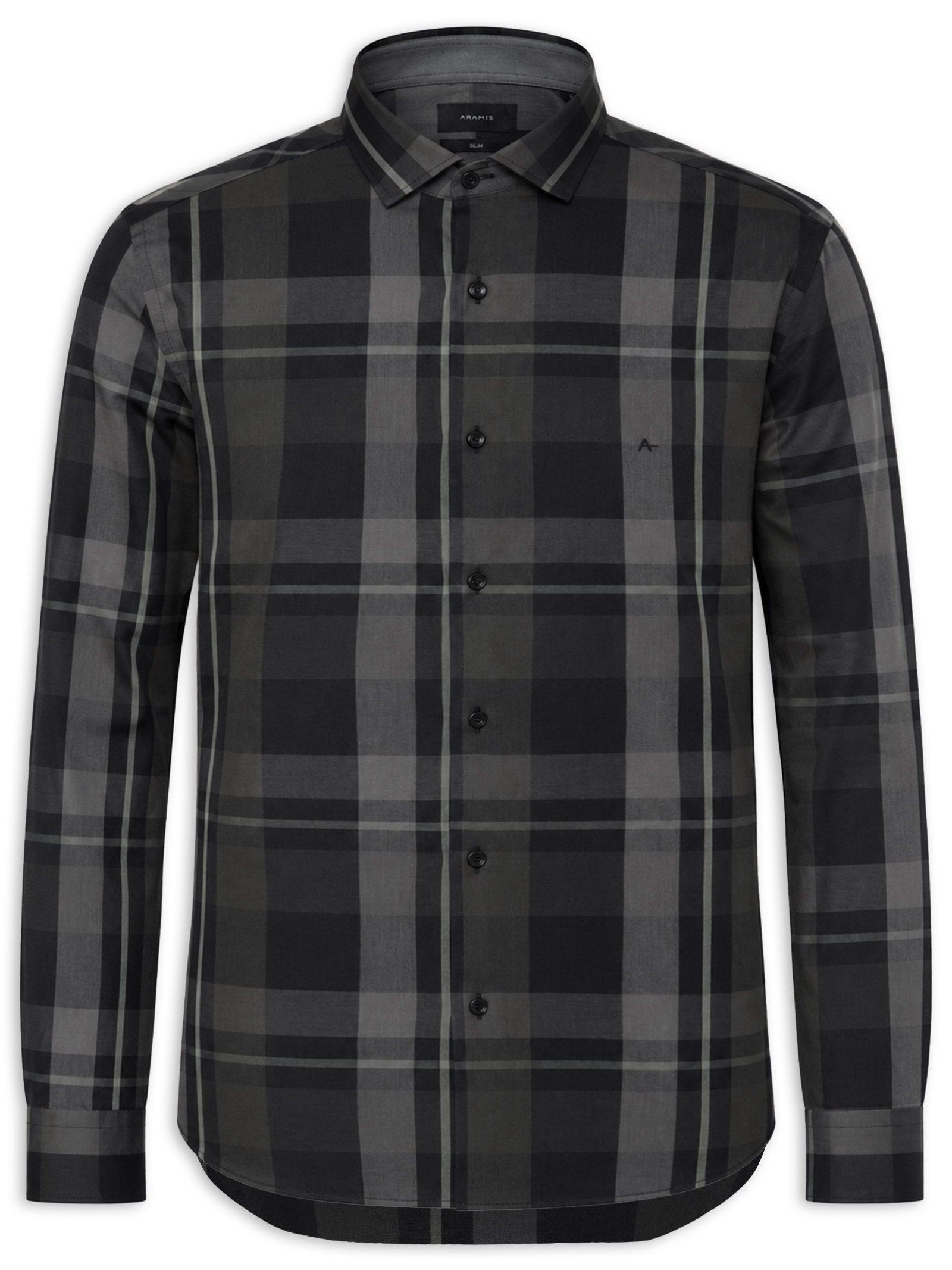 Camisa Masculina Slim Fit Maxi Xadrez Preto Aramis