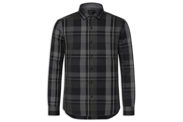 Camisa Masculina Slim Fit Maxi Xadrez - Preto