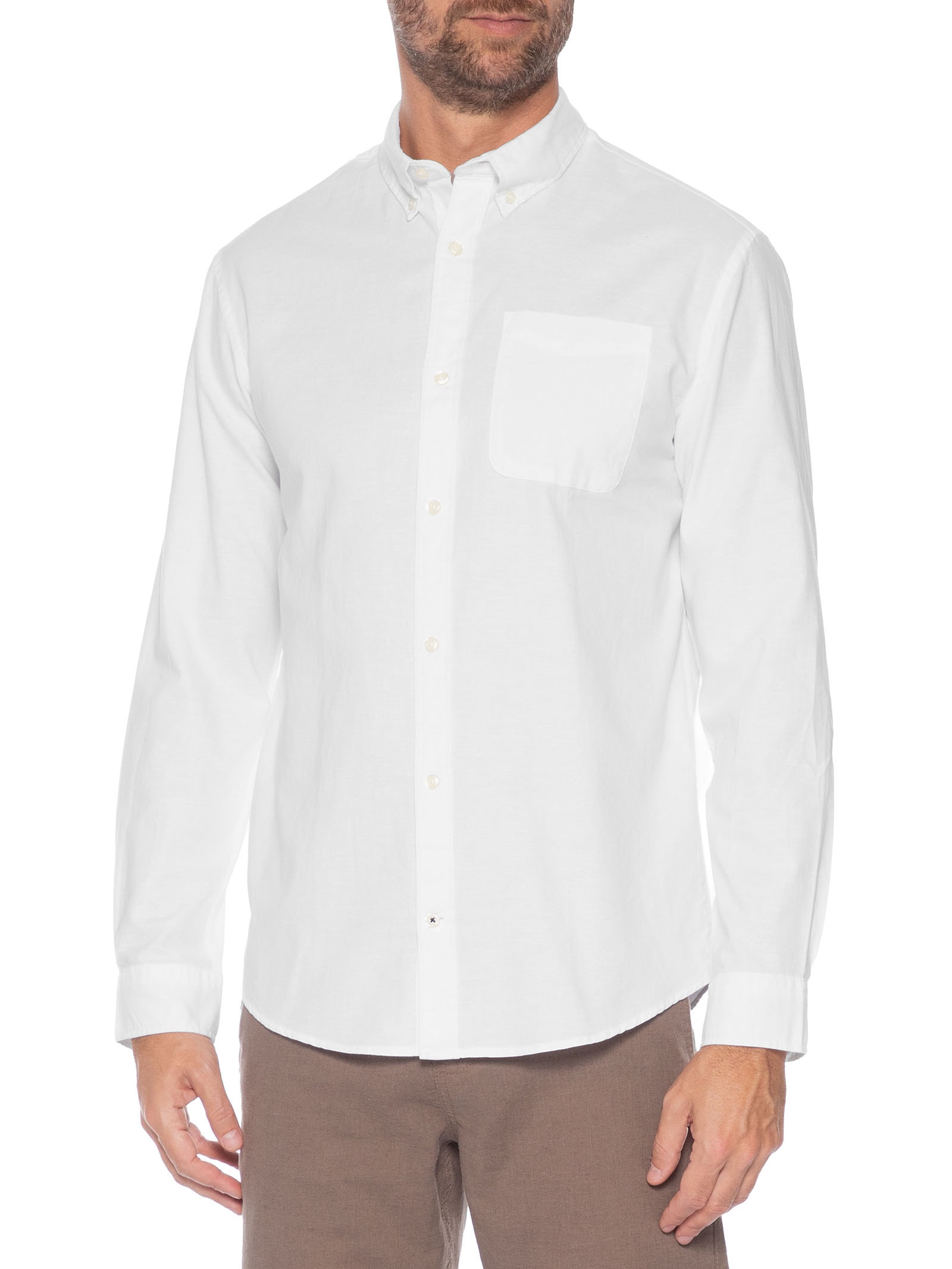 Camisa Masculina Slim Fit Oxford Orgânico Branco Jack & Jones
