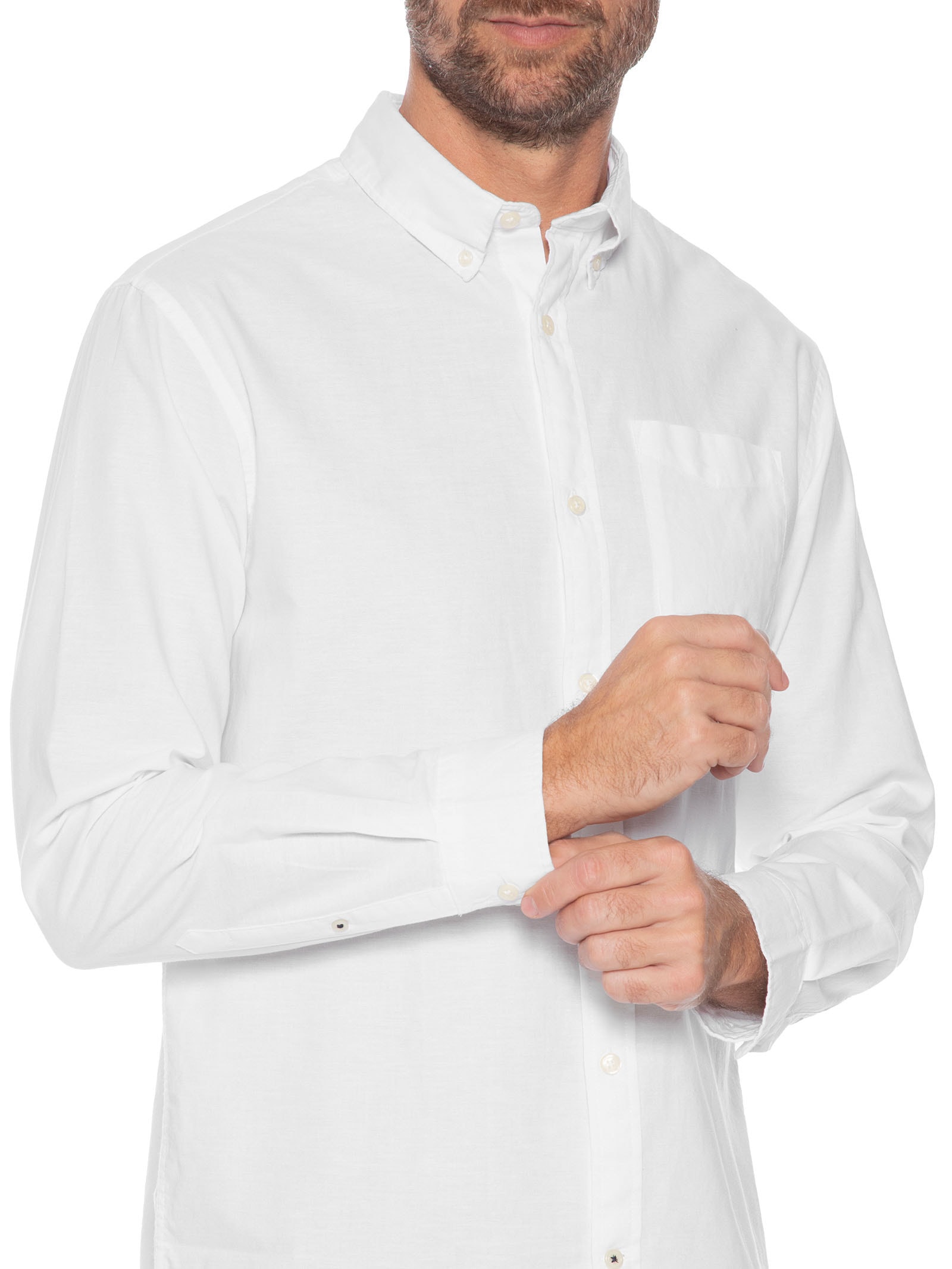 Camisa Masculina Slim Fit Oxford Orgânico Branco Jack & Jones