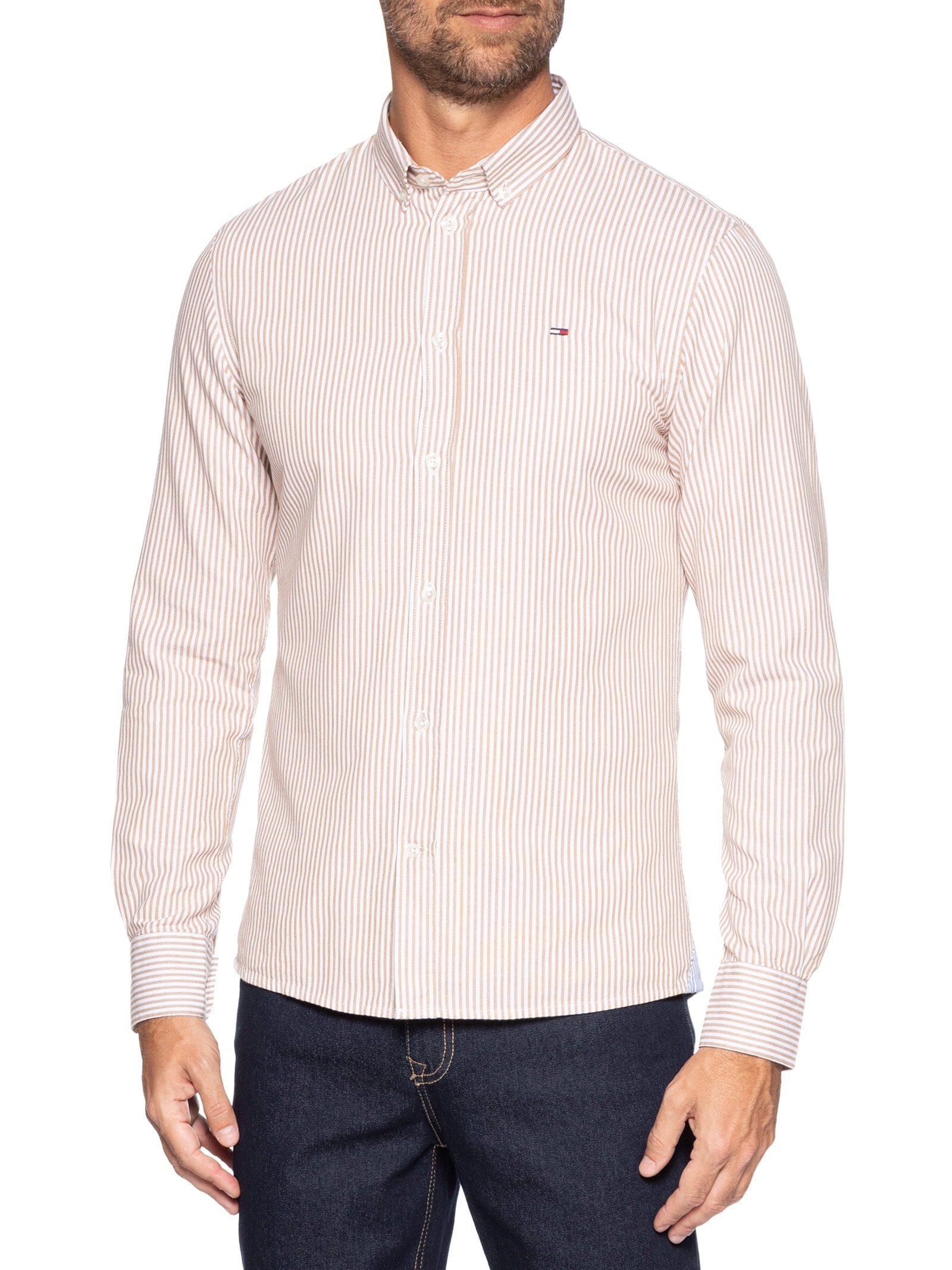 Camisa Masculina Slim Fit Oxford Rosa Tommy Jeans