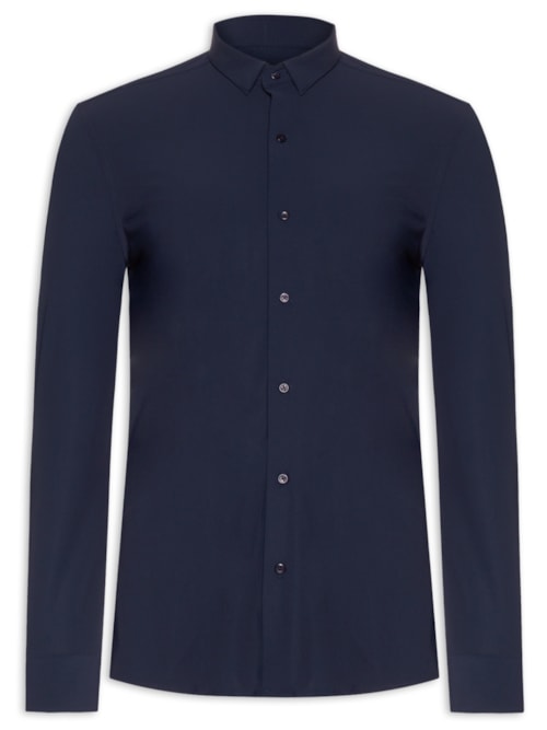 Camisa Masculina Slim Fit Tech Stretch Collab IMF – Azul