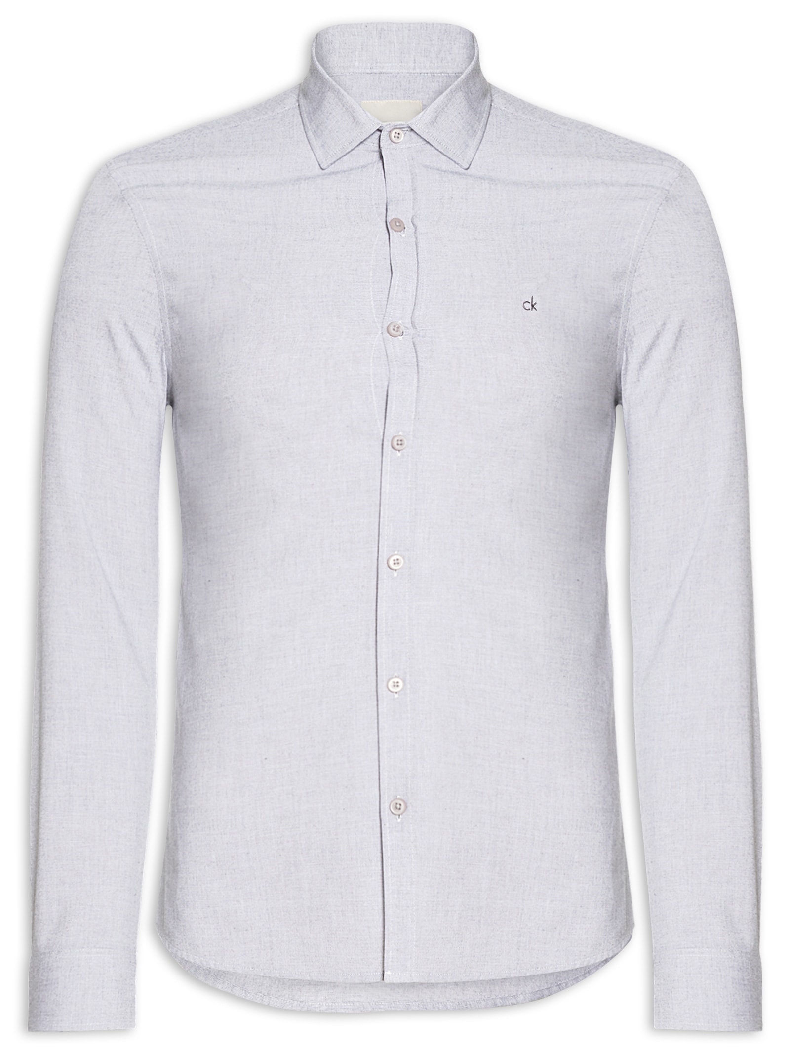 Camisa Masculina Slim Fit Tela De Algodão Cinza Calvin Klein