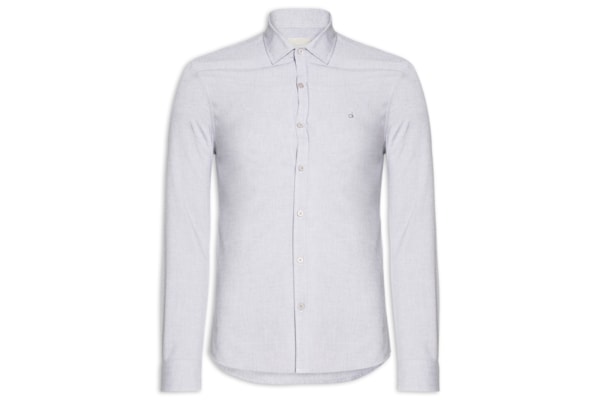 Camisa Masculina Slim Fit Tela De Algodão - Cinza