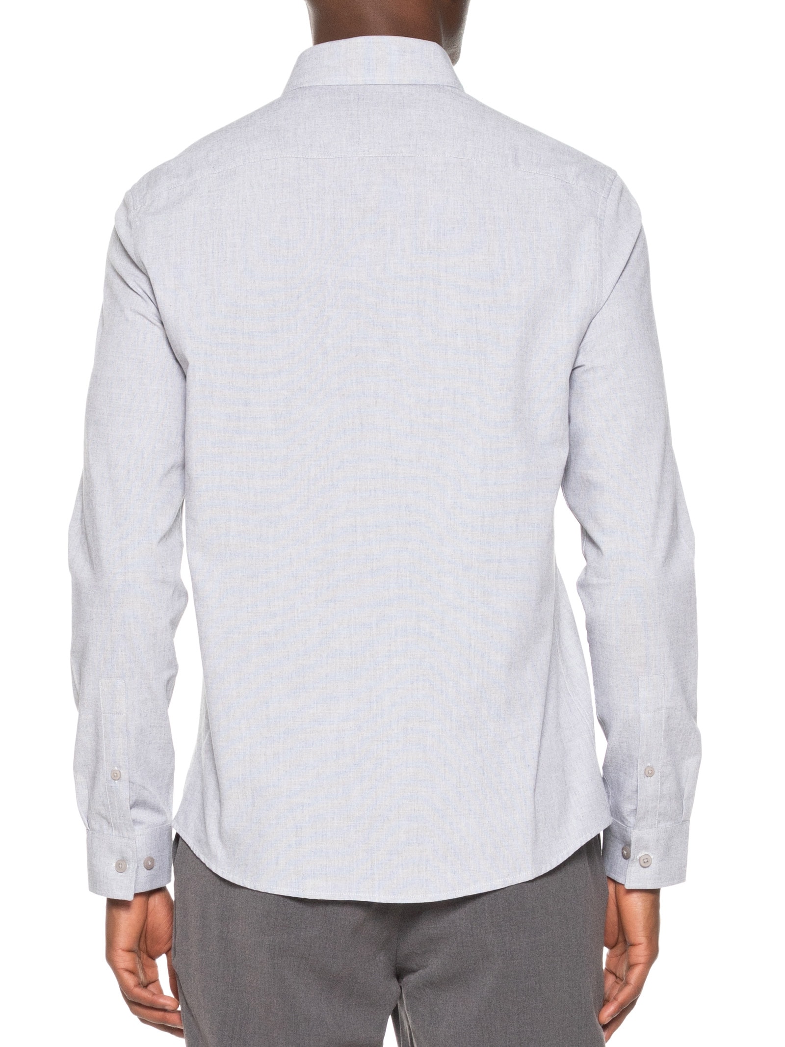 Camisa Masculina Slim Fit Tela De Algodão Cinza Calvin Klein