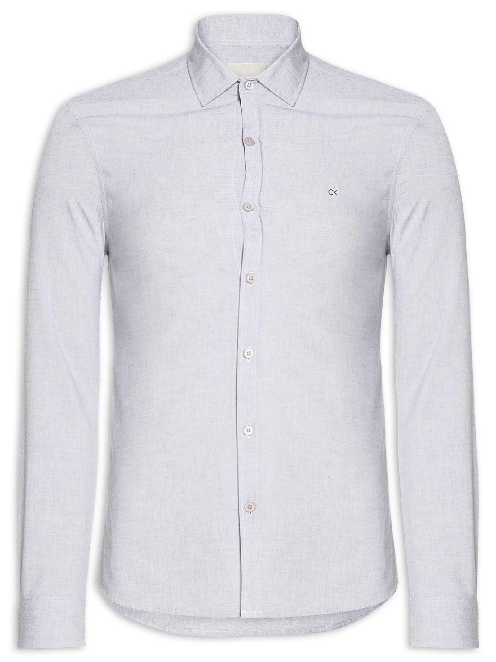 Camisa Masculina Slim Fit Tela De Algodão Cinza Calvin Klein - White Label