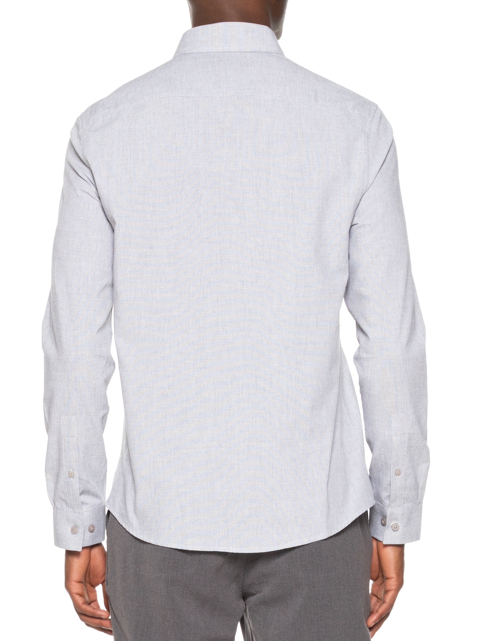 Camisa Masculina Slim Fit Tela De Algodão Cinza Calvin Klein - White Label