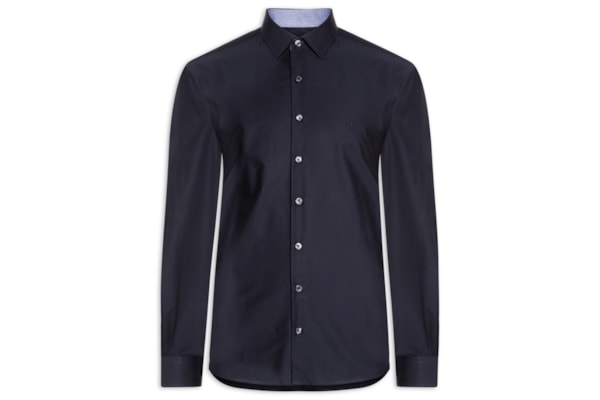 Camisa Masculina Slim Fit Tricoline - Azul
