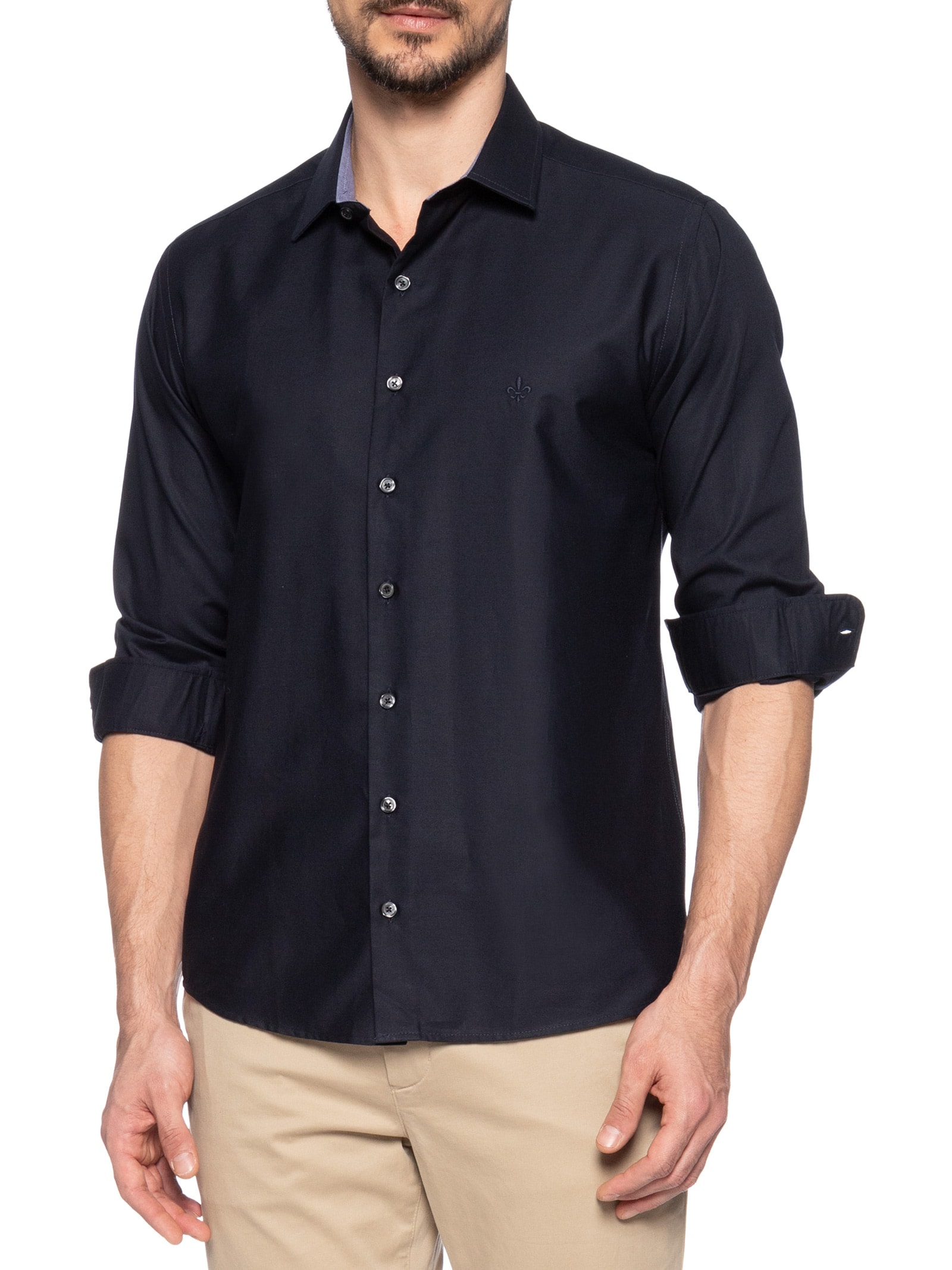 Camisa Masculina Slim Fit Tricoline Azul Dudalina