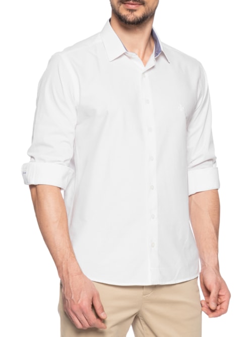 Camisa Masculina Slim Fit Tricoline – Branco