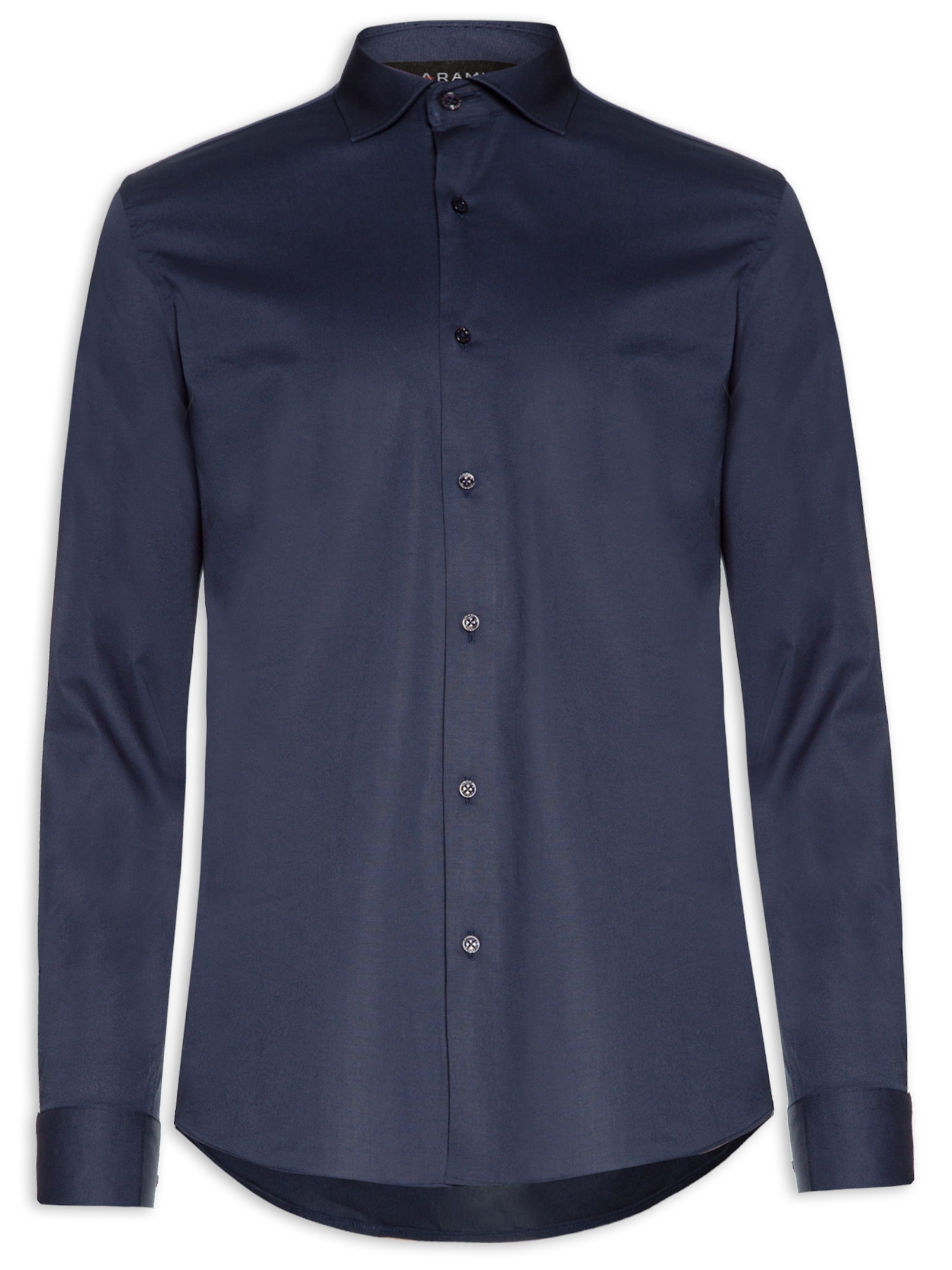 Camisa Masculina Slim Fit  Tricoline Stretch Azul Aramis