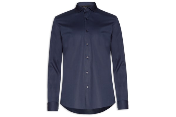 Camisa Masculina Slim Fit  Tricoline Stretch - Azul