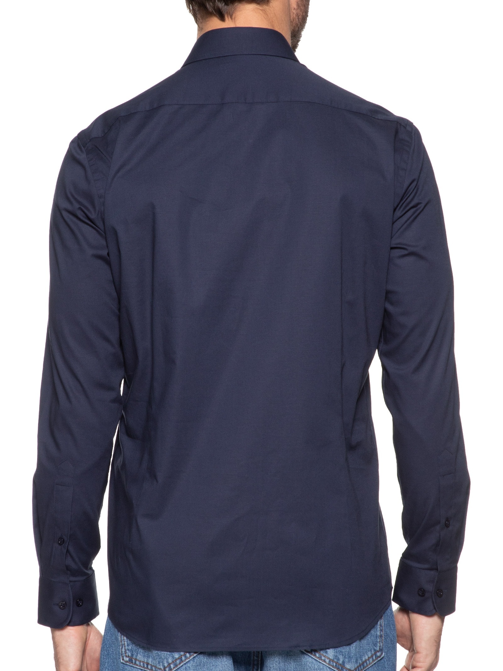 Camisa Masculina Slim Fit  Tricoline Stretch Azul Aramis