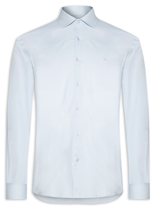 Camisa Masculina Slim Fit Tricoline Stretch – Azul