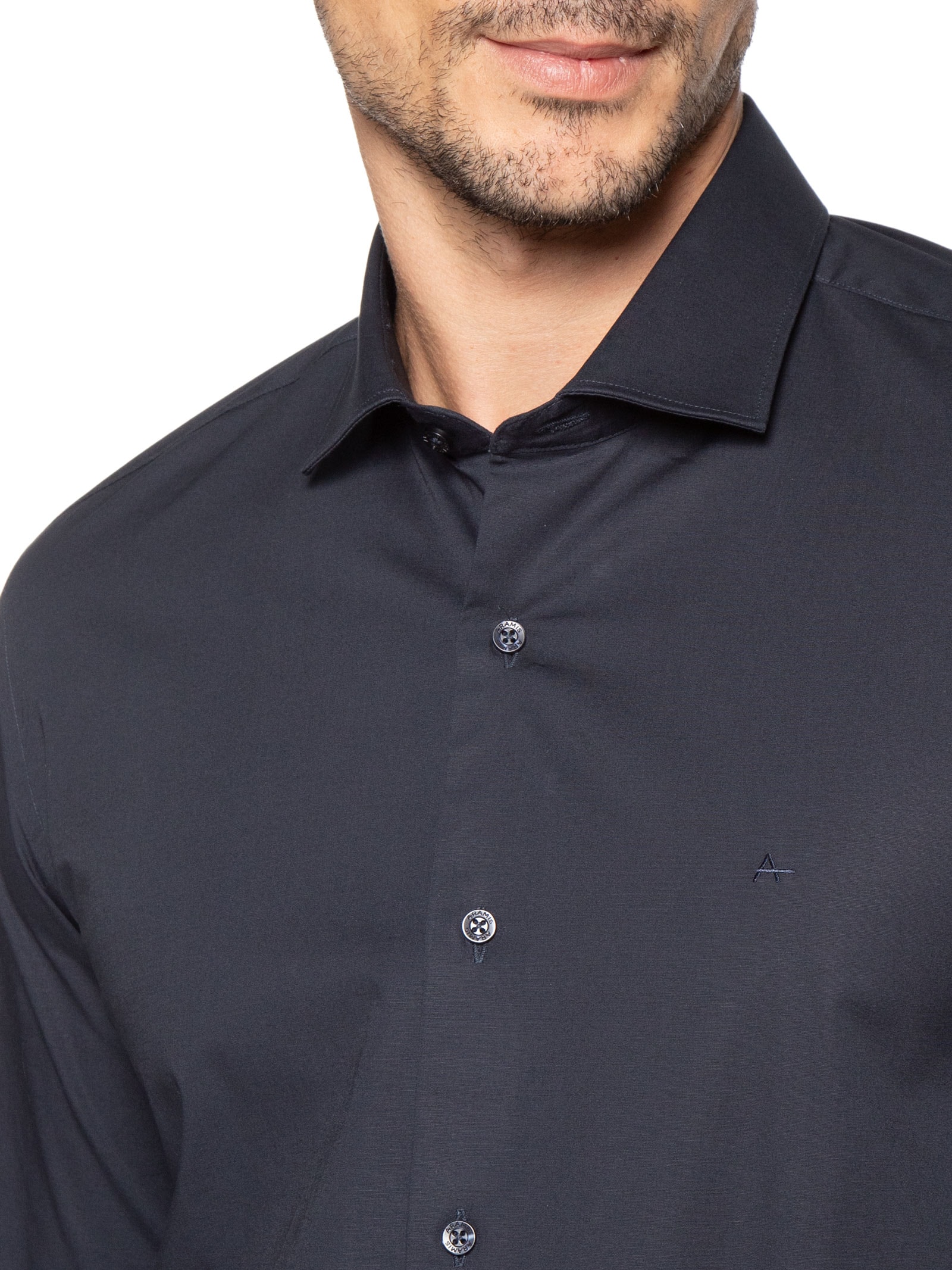 Camisa Masculina Slim Fit Tricoline Stretch Azul Aramis