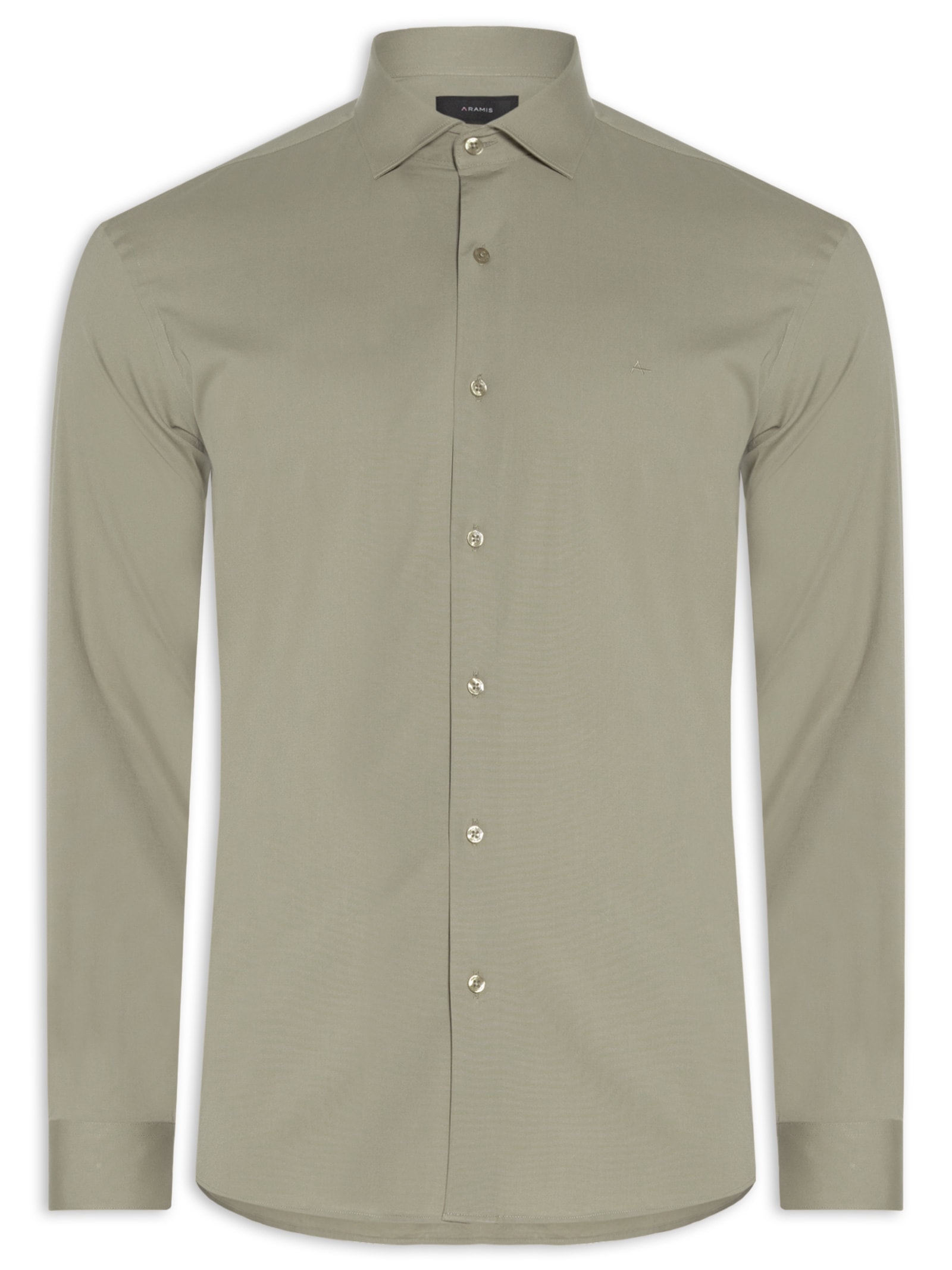 Camisa Masculina Slim Fit Tricoline Stretch Bege Aramis