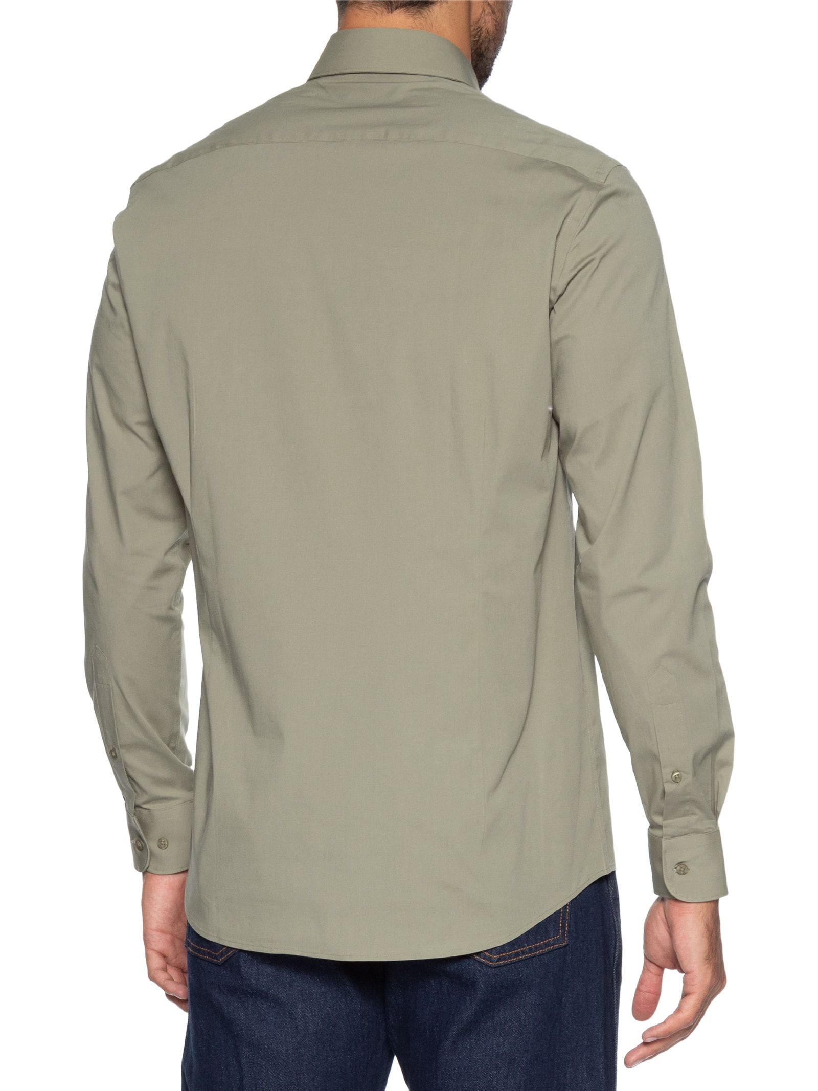 Camisa Masculina Slim Fit Tricoline Stretch Bege Aramis