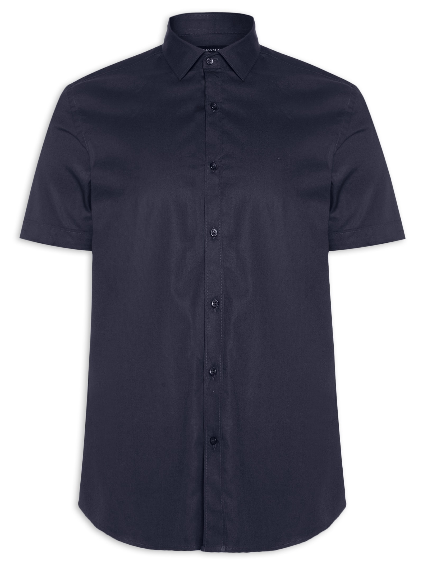 Camisa Masculina Slim Fit Tricoline Stretch Liso Azul Aramis
