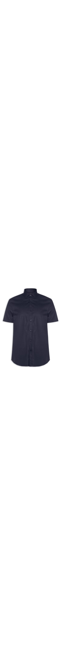 Camisa Masculina Slim Fit Tricoline Stretch Liso - Azul